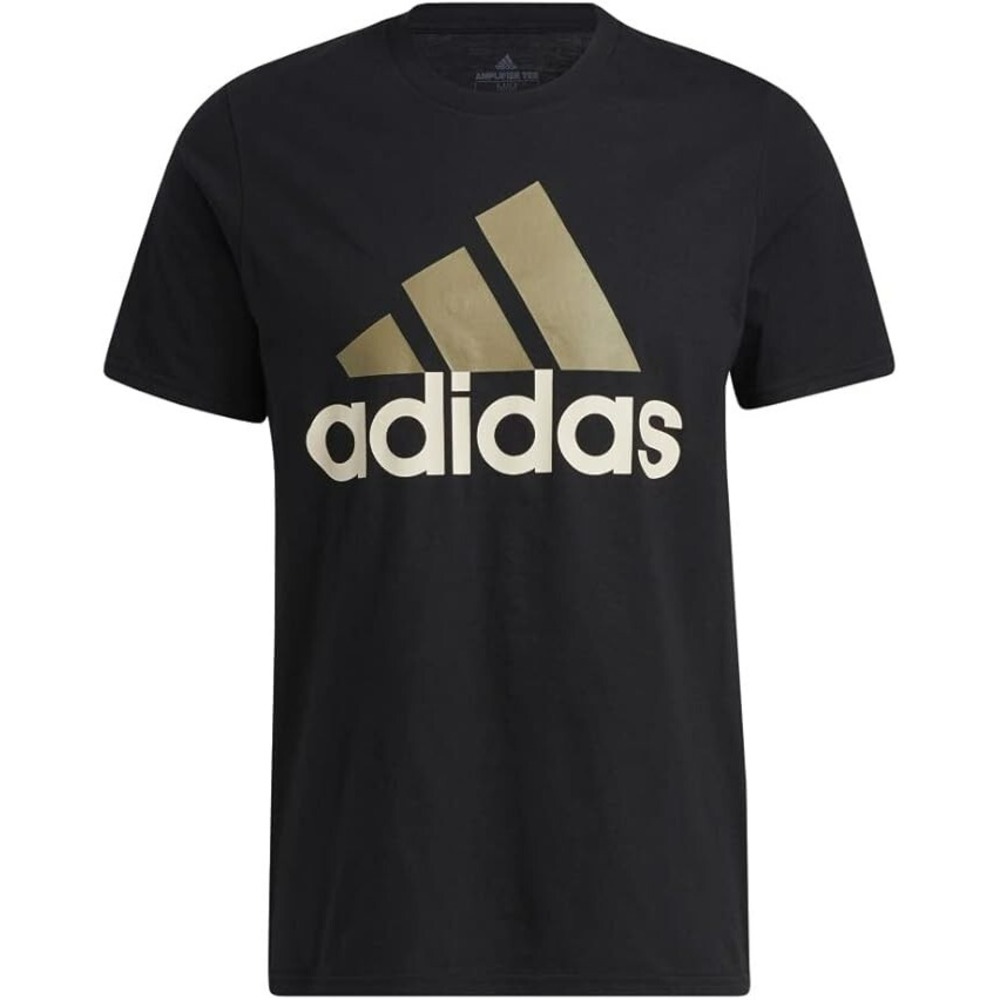 Adidas Men's Badge of Sport Logo T-Shirt Black Orbit Green Cotton Shirt Size M